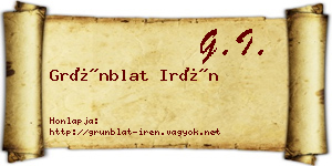 Grünblat Irén névjegykártya